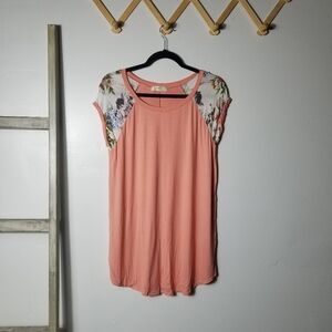 NWOT A.GAIN WOMEN'S FLORAL SLEEVE WOMEN'S BLOUSE TUNIC SIZE LARGE